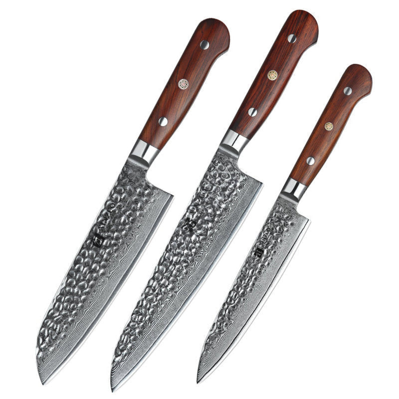 3PCS Professional Damascus Kitchen Knife Set Yun Series