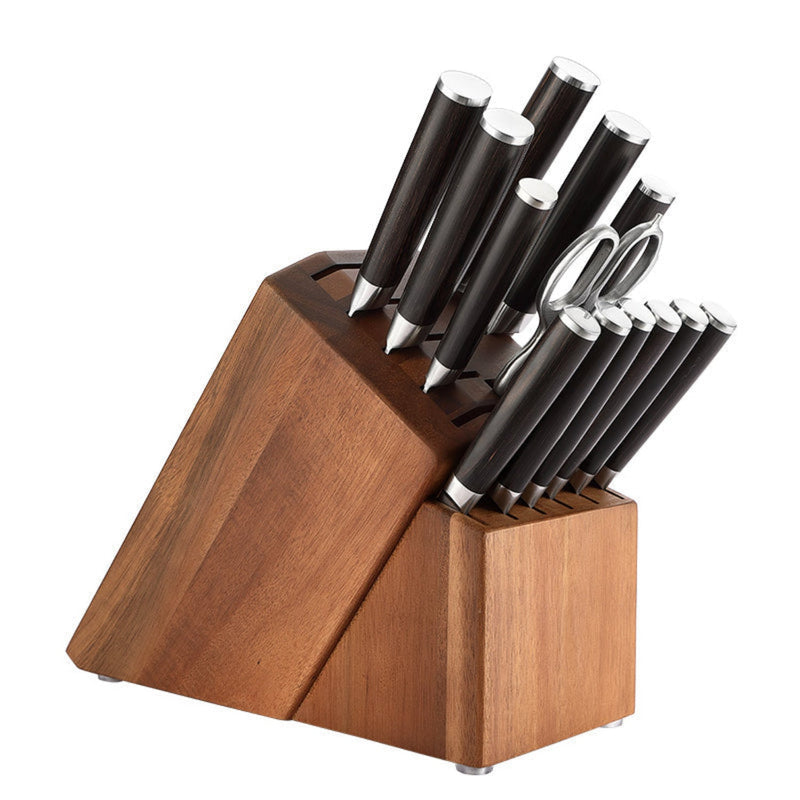 15PCS Professional Damascus Kitchen Knife Set Stria Hammer He Series