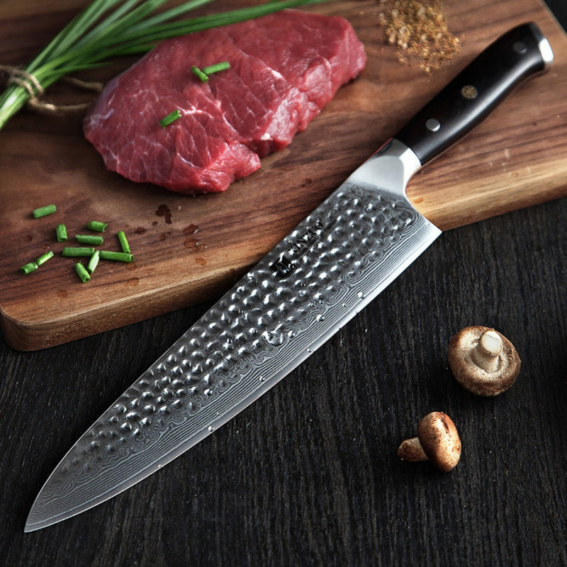 Professional Damascus Kitchen 10 Inch Chef Knife Ebony Yu Series