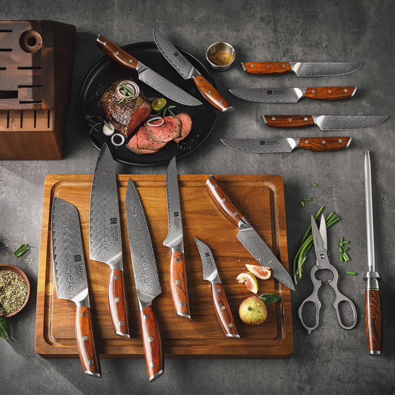 15PCS Professional Damascus Kitchen Knife Set Yi Series