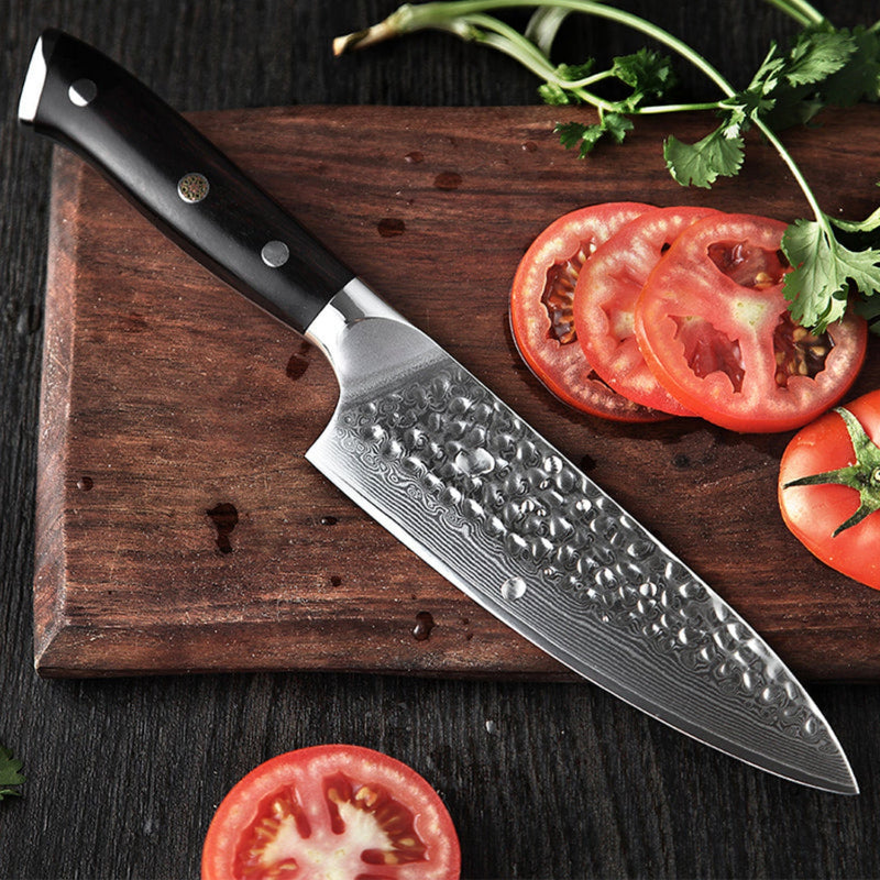 Professional Damascus Kitchen 6.5 Inch Chef Knife Ebony Yu Series