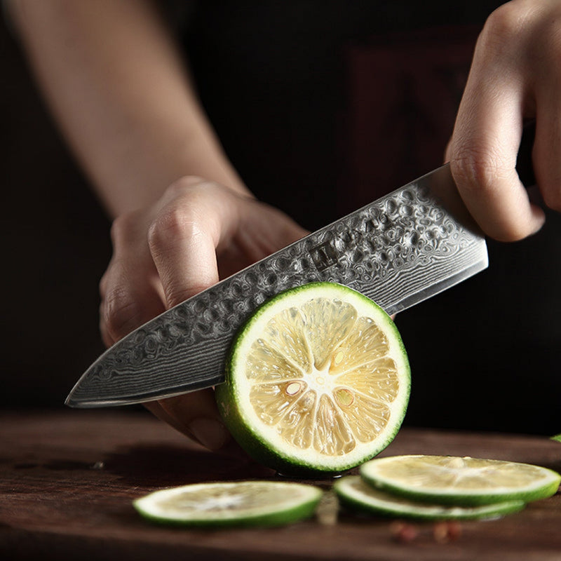 Professional Damascus Kitchen Utility Knife Ebony Yu Series