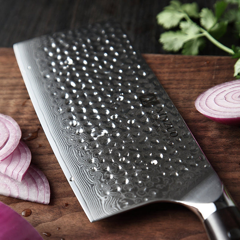 Professional Damascus Kitchen Cleaver knife Ebony Yu Series
