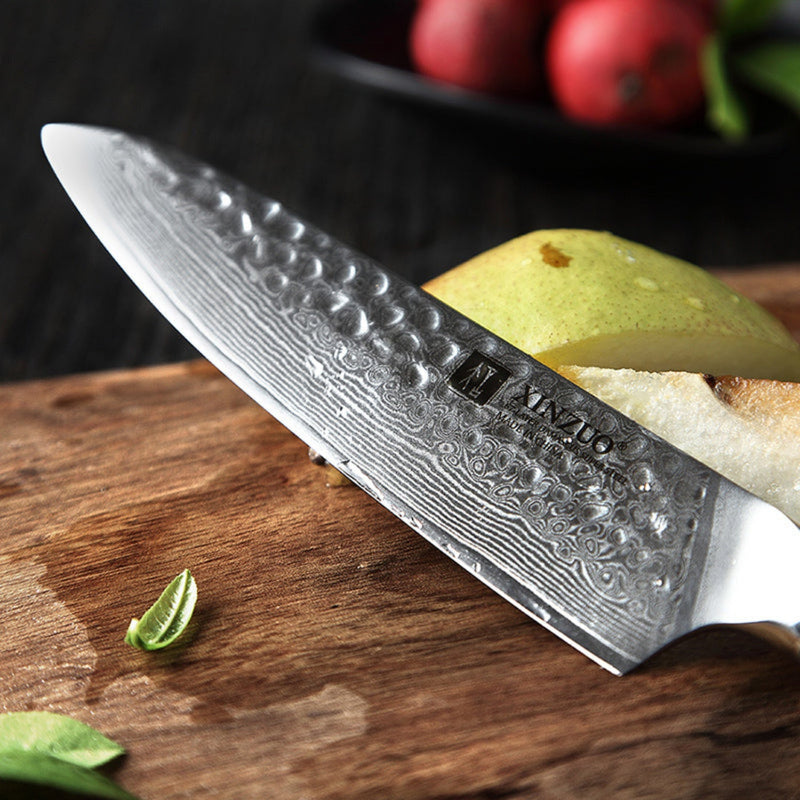 Professional Damascus Kitchen Utility Knife Ebony Yu Series