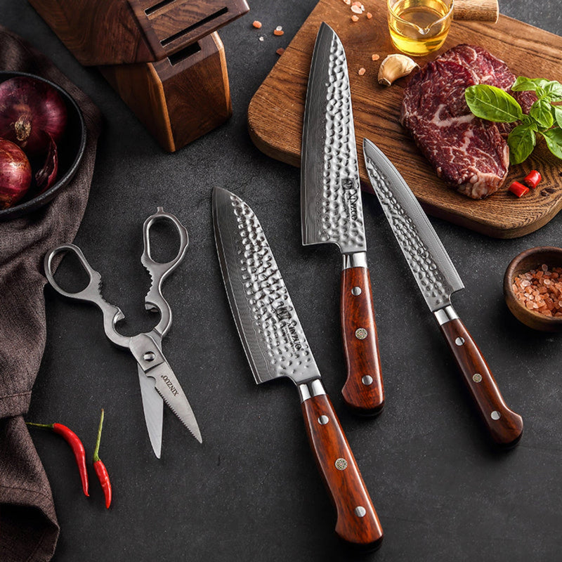 4PCS Professional Damascus Kitchen Knife Set Yun Series