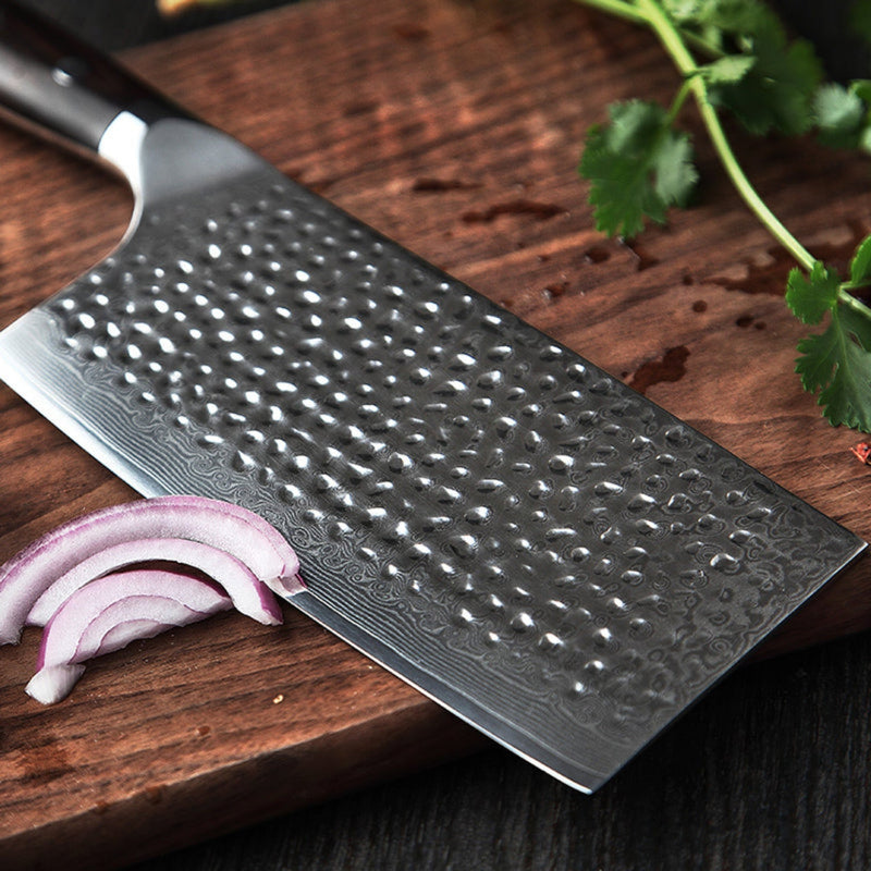 Professional Damascus Kitchen Cleaver knife Ebony Yu Series