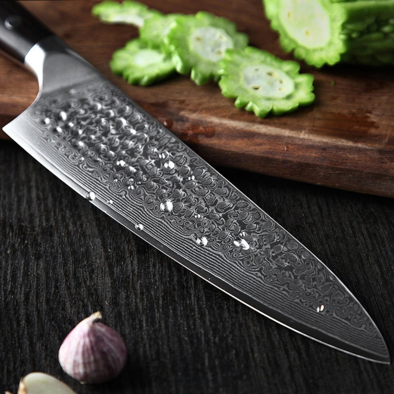 Professional Damascus Kitchen Chef Knife Ebony Yu Series