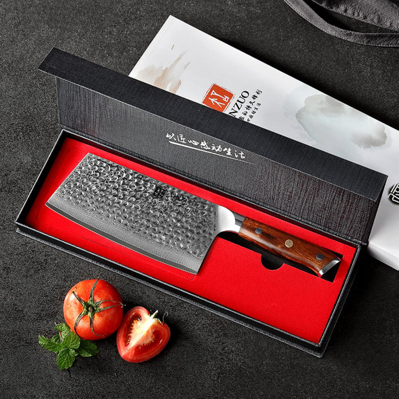 Professional Damascus Kitchen Cleaver Knife Stria Hammer Yu Series