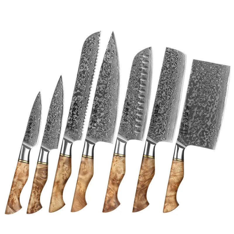 7Pcs Damascus Knife Set - B30M Series