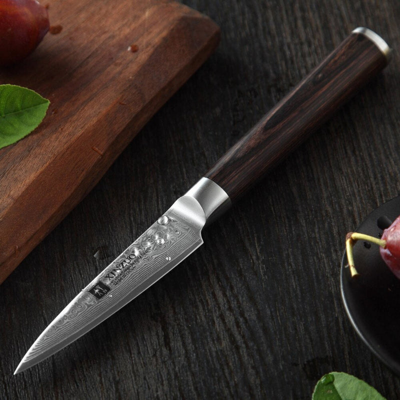 Professional Damascus Kitchen Paring Knife Stria Hammer He Series