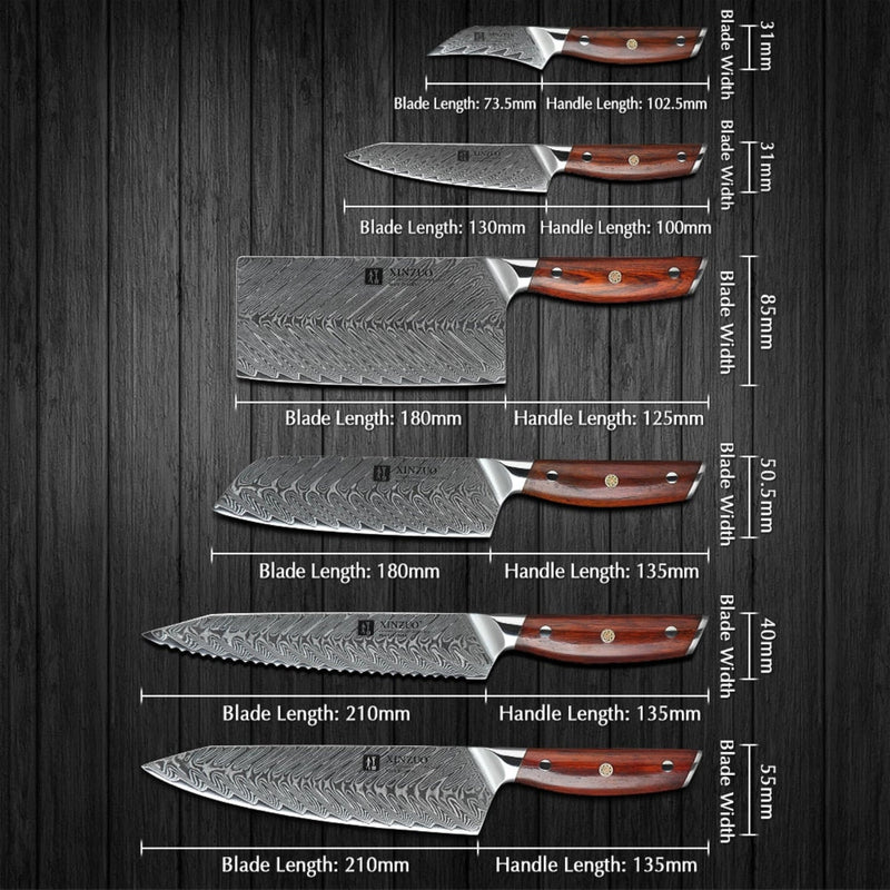 6PCS Professional Damascus Kitchen Knife Set Yi Series