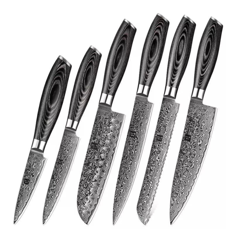 6PCS Professional Damascus Kitchen Knife Set Ya Series