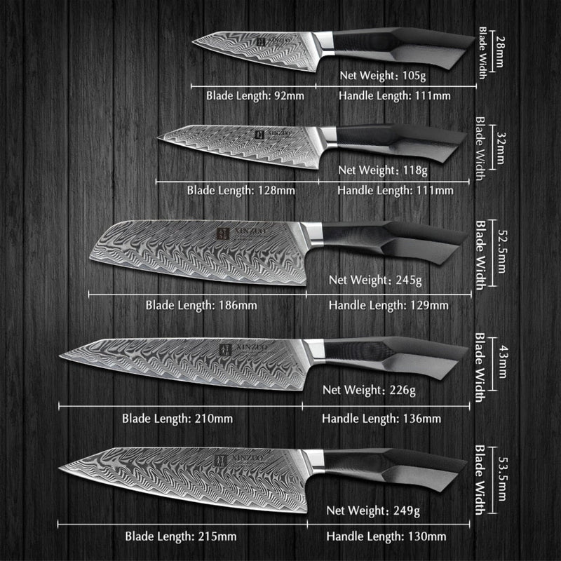 5PCS Professional Damascus Kitchen Knife Set Feng Series