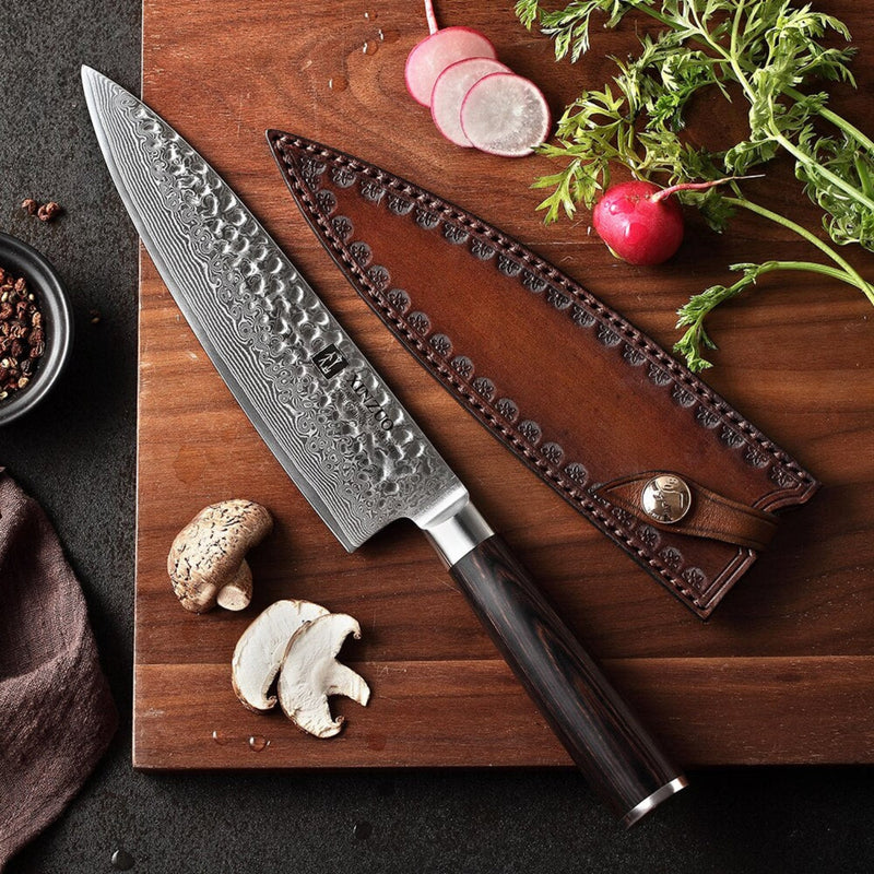 Professional Damascus Kitchen Chef Knife Stria Hammer He Series