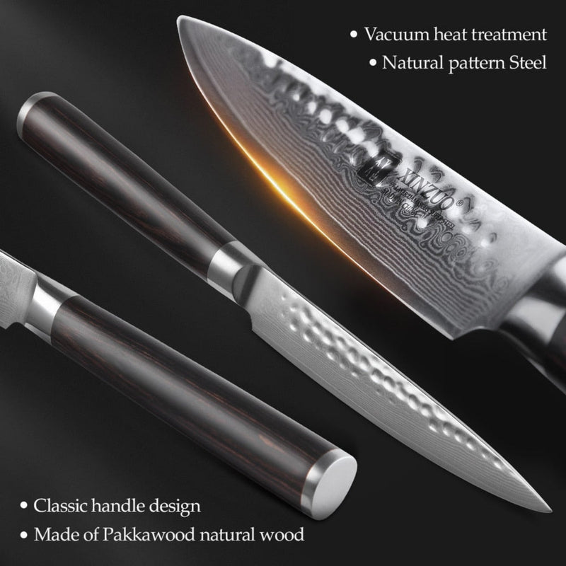 7PCS Professional Damascus Kitchen Knife Set Stria Hammer He Series