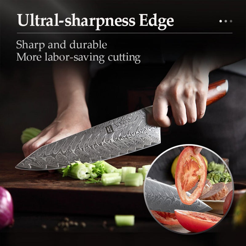 3PCS Professional Damascus Kitchen Knife Set Yi Series