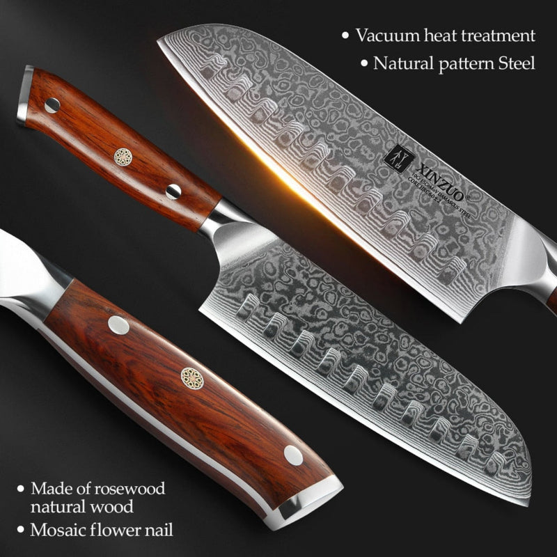 Professional Damascus Kitchen Santoku Knife Yu Series