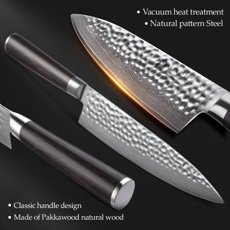 6PCS Professional Damascus Kitchen Knife Set Stria Hammer He Series