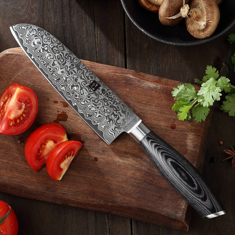 Professional Damascus Kitchen Santoku Knife Ya Series