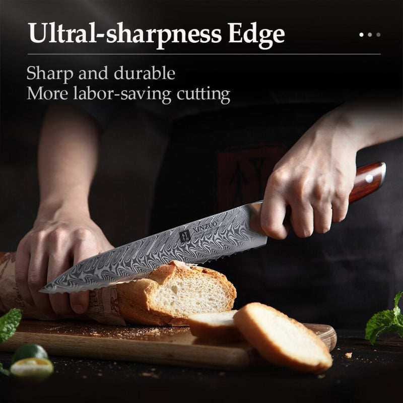 Professional Damascus Kitchen Bread Knife Yi Series