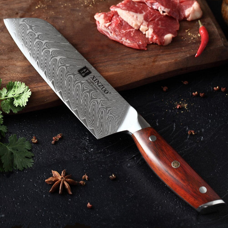 Professional Damascus Kitchen Santoku Knife Yi Series
