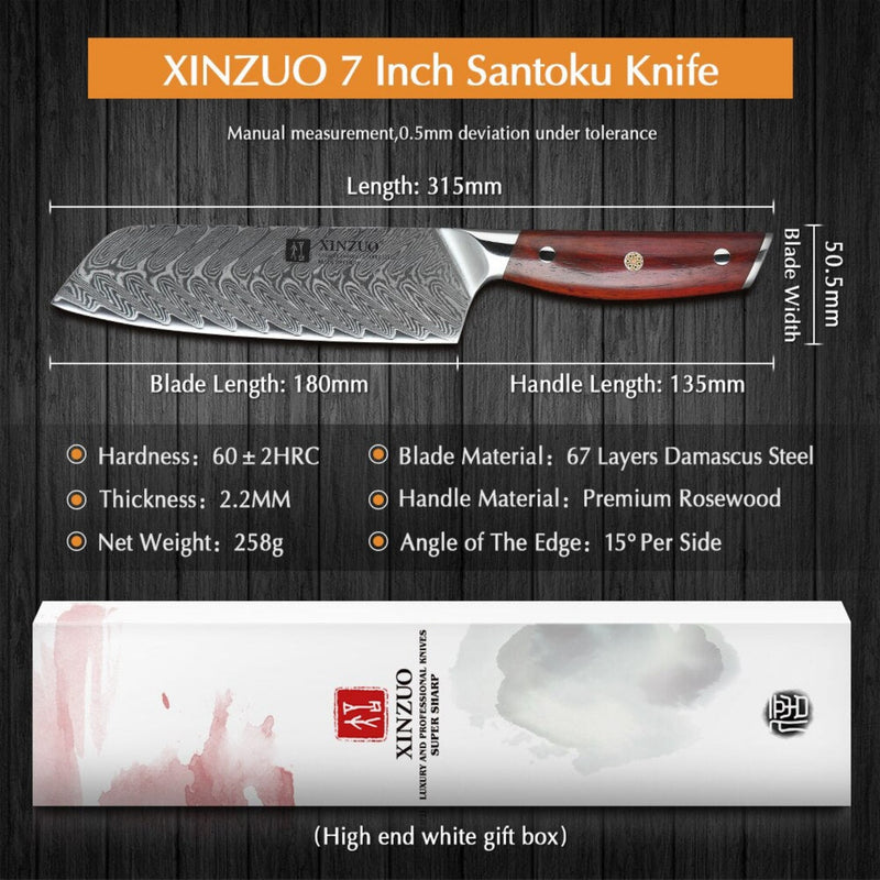 Professional Damascus Kitchen Santoku Knife Yi Series