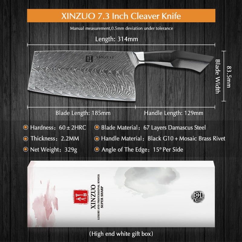 Professional Damascus Kitchen Cleaver Knife Feng Series