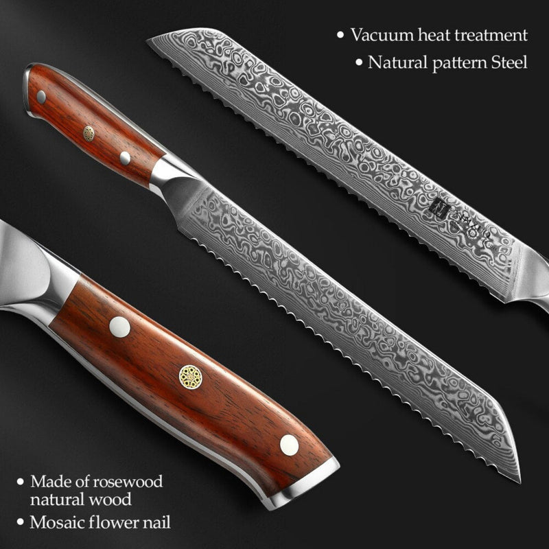 Professional Damascus Kitchen Bread Knife Yu Series