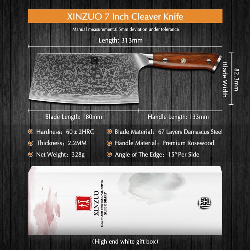 Professional Damascus Kitchen Cleraver Knife Yu Series