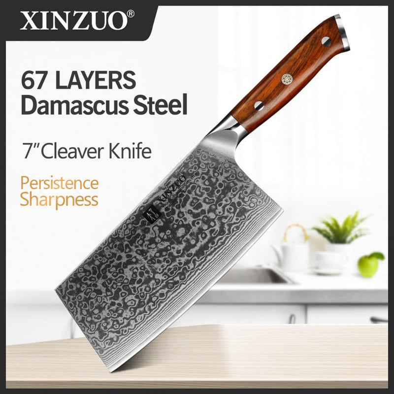 Professional Damascus Kitchen Cleraver Knife Yu Series