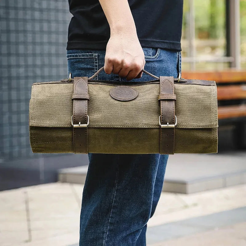 Leather Chef Knife Roll Bag