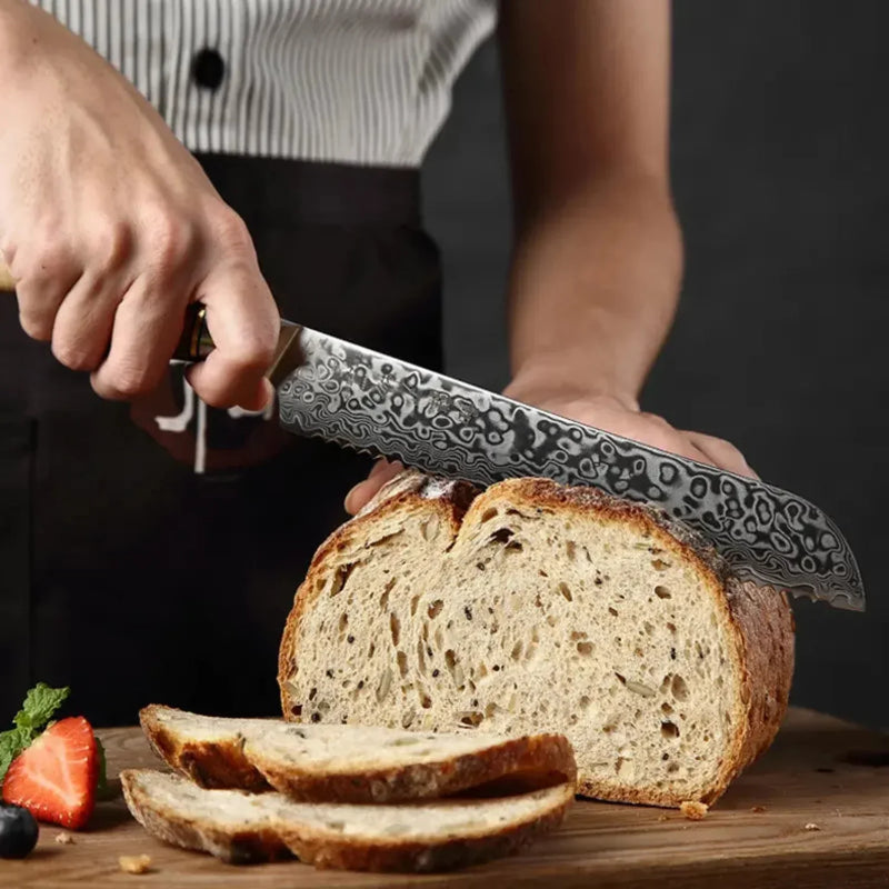 8 Inch Damascus Bread Knife - B30M Series