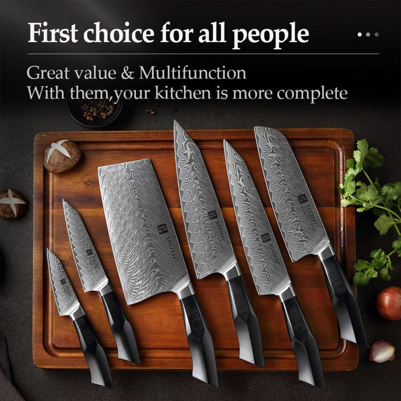 6PCS Professional Damascus Kitchen Knife Set Feng Series