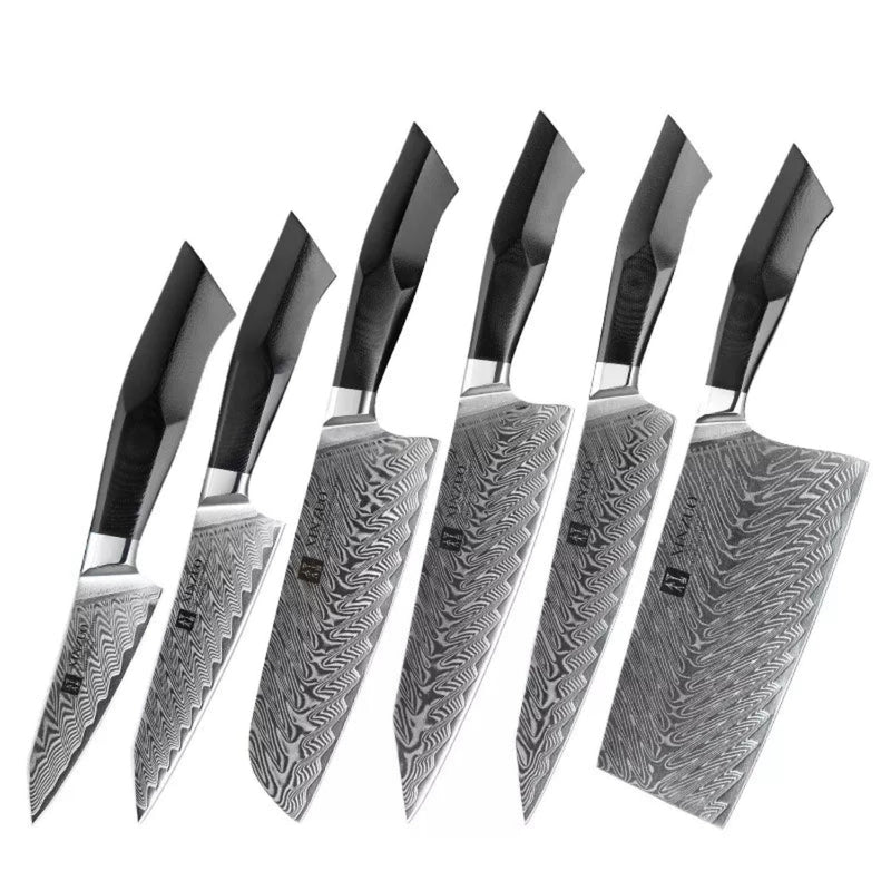 6PCS Professional Damascus Kitchen Knife Set Feng Series