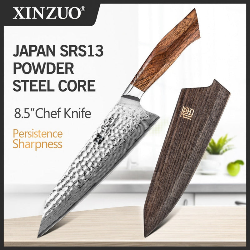 Professional Damascus Kitchen Chef Knife Stria Hammer Feng Series