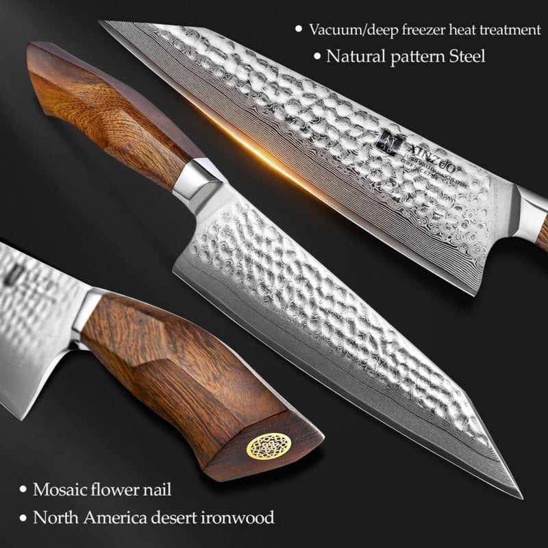 Professional Damascus Kitchen Chef Knife Stria Hammer Feng Series