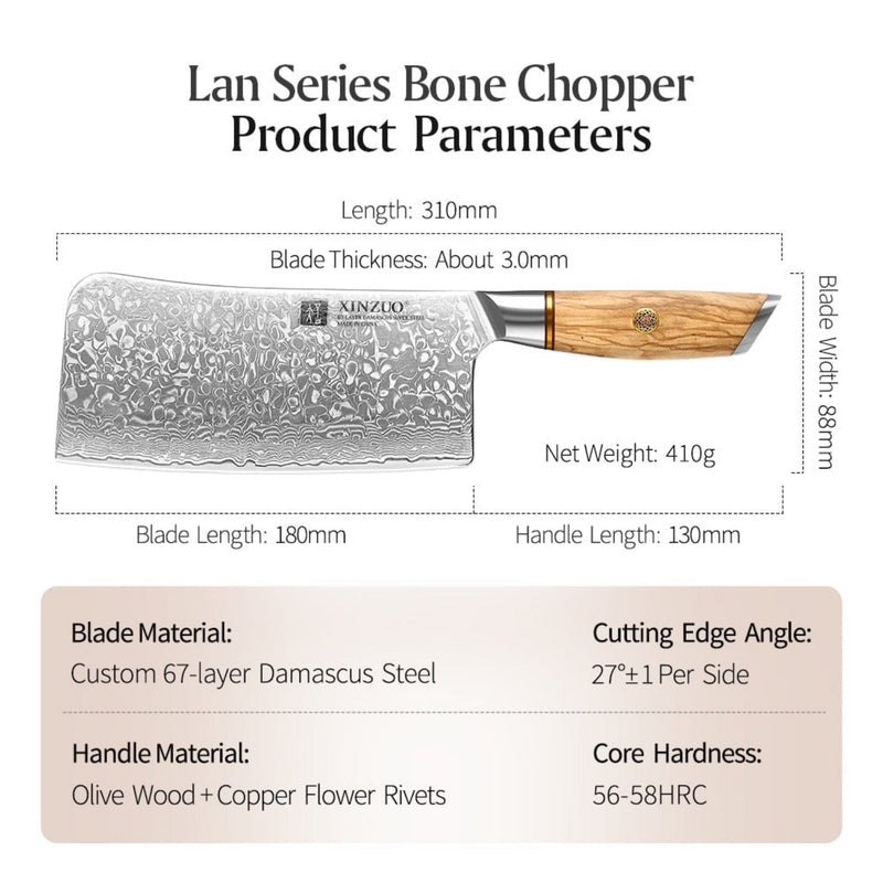 Professional Damascus Kitchen Bone Chopper Lan Series