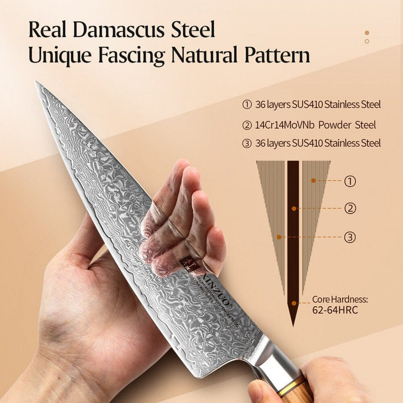 6PCS Professional Damascus Kitchen Knife Set Lan Series