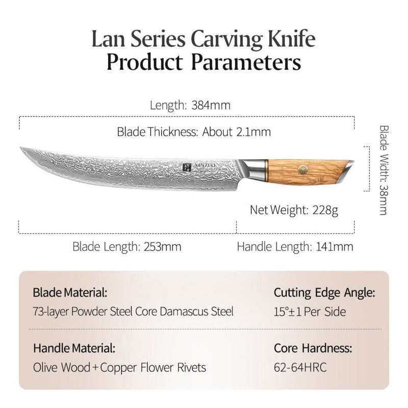 Professional Damascus Kitchen Slicing Knife Lan Series