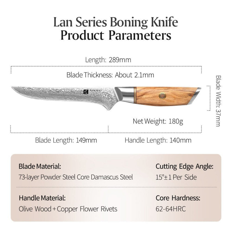 Professional Damascus Kitchen Boning Knife Lan Series