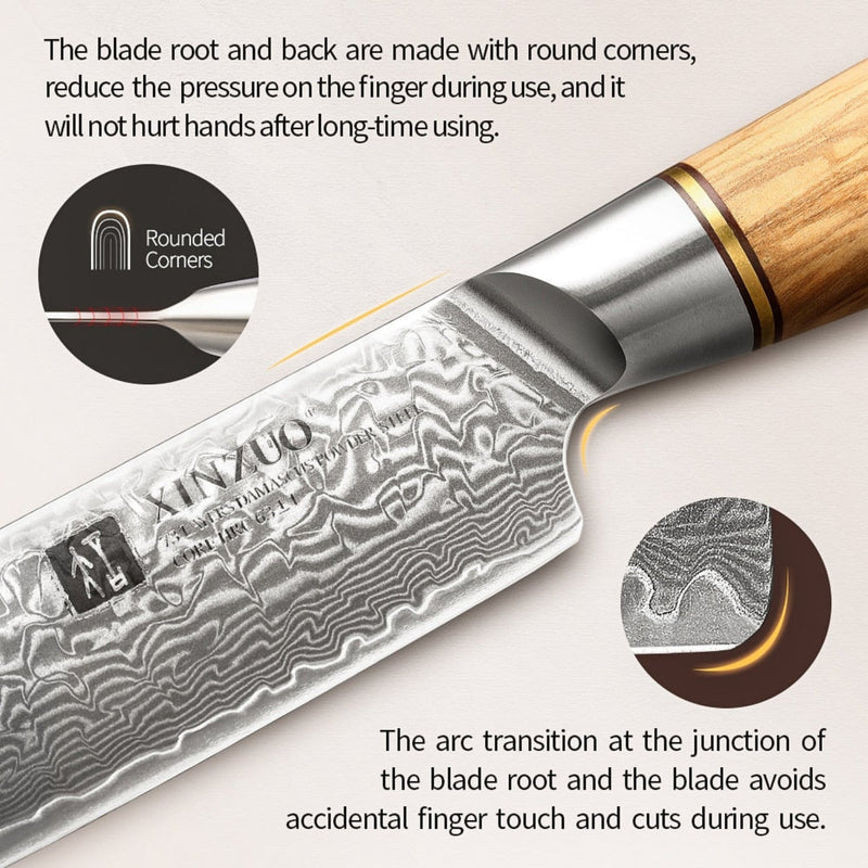 Professional Damascus Kitchen Slicing Knife Lan Series