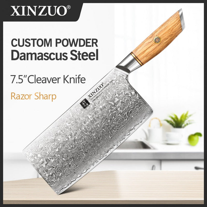 Professional Damascus Kitchen Cleaver Knife Lan Series